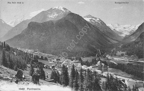 Cartolina Pontresina panorama 1912