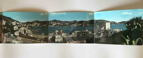 Cartolina Ponza pieghevole 4 facciate panorama cm 60 lunghezza colorata …