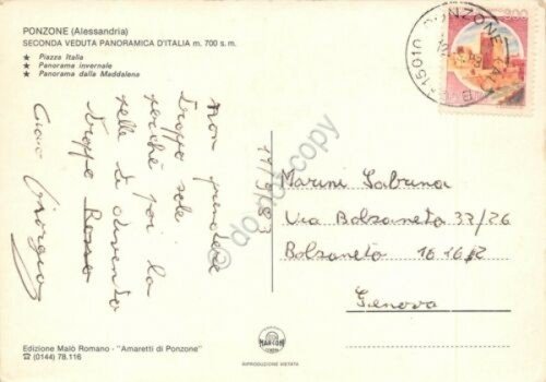 Cartolina Ponzone vedute varie Piazza Italia Maddalena panorama invernale 1983