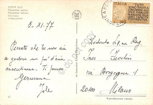 Cartolina Poppi Panorama aereo 1977 | Immagine Gallery 2