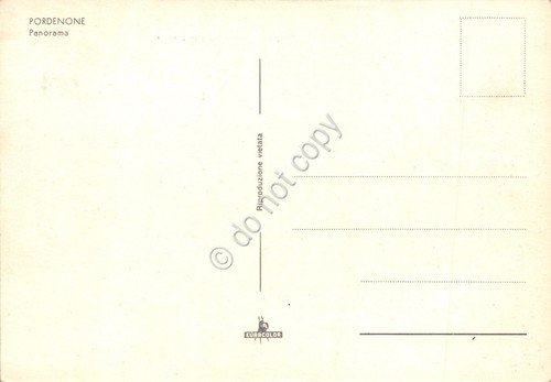 Cartolina Pordenone Panorama timbro targhetta frontale PT