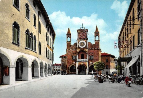 Cartolina Pordenone Piazza del Municipio 1961 bar insegna Lanerossi | Immagine principale