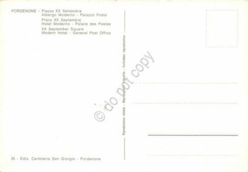 Cartolina Pordenone Piazza XX Settembre Albergo Moderno Palazzo Poste