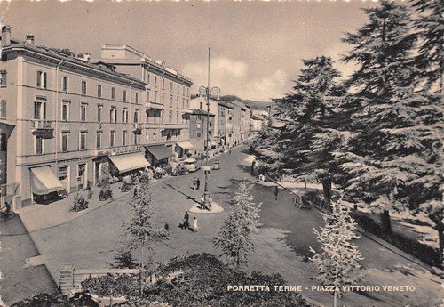 Cartolina Porretta Terme Piazza Vittorio Veneto | Immagine principale