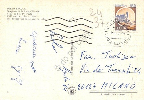 Cartolina Porto Ercole Scogliera e isolotto d' Ercole spiaggia animata … | Immagine Gallery 2