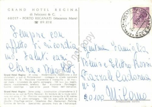 Cartolina Porto Recanati Grand Hotel Regina grinze