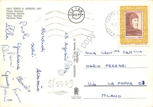 Cartolina Porto San Giorgio Piazza Mentana 1974 | Immagine Gallery 2
