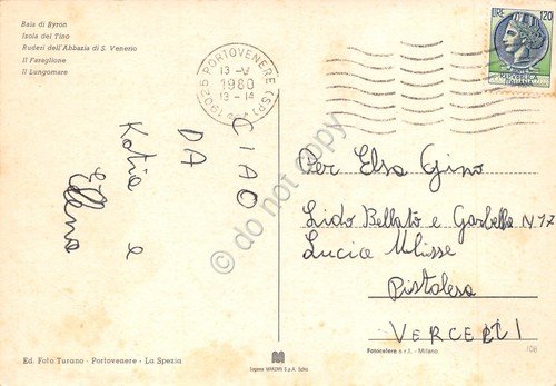 Cartolina Porto Venere vedute varie 1980 grafica (La Spezia)