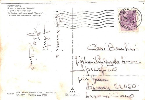 Cartolina Portoferraio Motonave Aethalia imbarco traghetto 1968 | Immagine Gallery 2