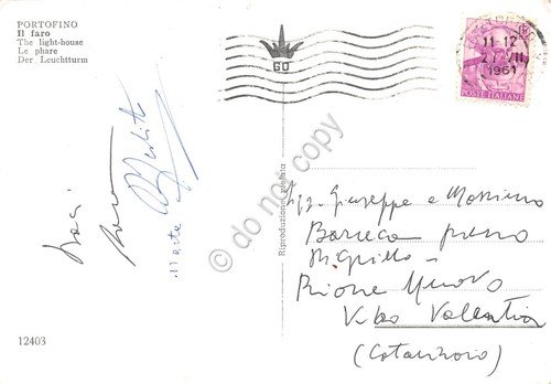 Cartolina Portofino Genova Il Faro dal mare 1961 | Immagine Gallery 2
