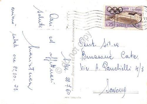 Cartolina Portofino Genova panorama della baia con barche spiaggia 1960