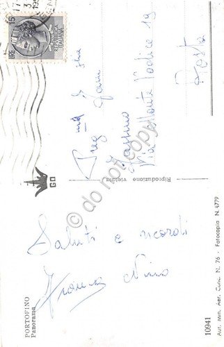 Cartolina Portofino Panorama aereo anni '50