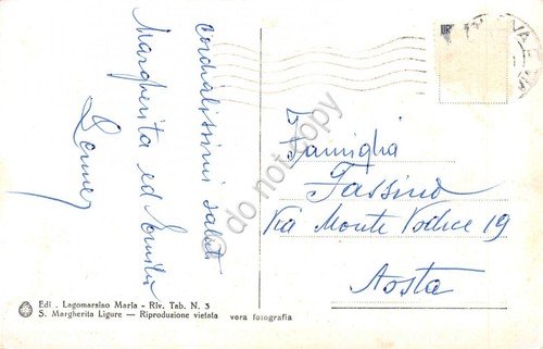 Cartolina Portofino Panorama dall'alto nave anni '50