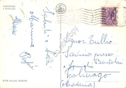 Cartolina Portofino Porticciolo dall'alto barche (Imperia)