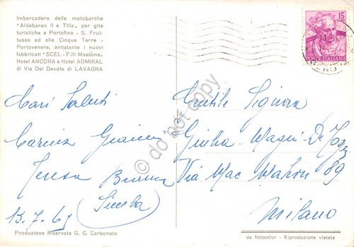 Cartolina Portovenere fabbricati Scel Hotel Ancora e Admiral Imbarcadero Aldeban | Immagine Gallery 2