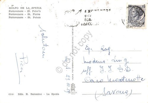 Cartolina Portovenere Golfo di La Spezia San Pietro panorama 1959