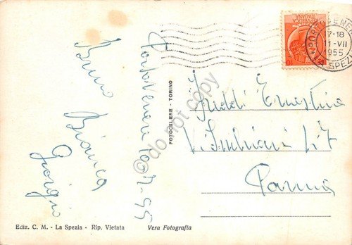 Cartolina Portovenere panorama e stretto 1955