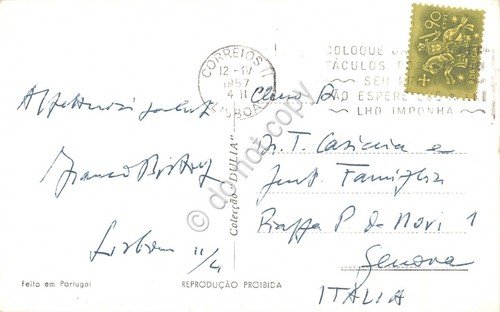Cartolina Portugal Lisboa Praca do Comercio Cais des Colunas 1957