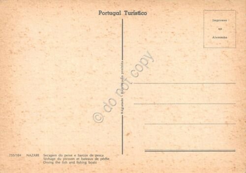 Cartolina Portugal Nazare Secagem do peise e barcos de pesca