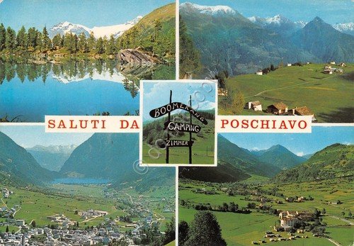 Cartolina Poschiavo 5 vedute Boomerang Camping 1987 | Immagine principale