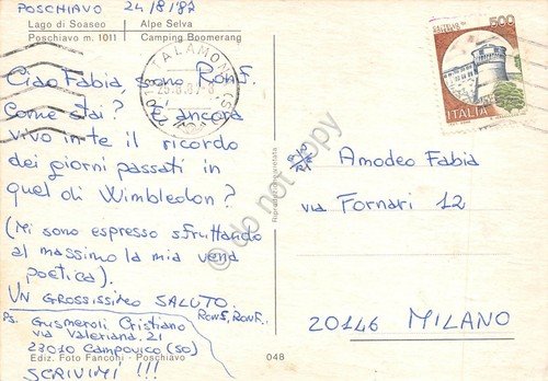 Cartolina Poschiavo 5 vedute Boomerang Camping 1987