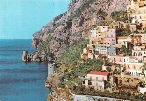 Cartolina Positano Panorama con Torri Saracene