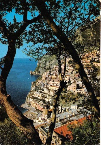 Cartolina Positano panorama Timbro Hotel Villa Franca 1972 | Immagine principale