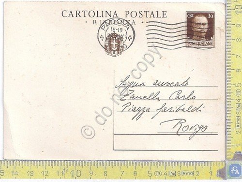 Cartolina Postale - Cent. 30 - 1934