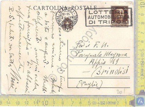 Cartolina Postale - Cent. 30 - Timbro lotteria Tripoli