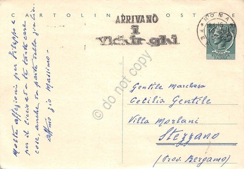 Cartolina postale timbro ARRIVANO I VICHINGHI 1958 | Immagine principale