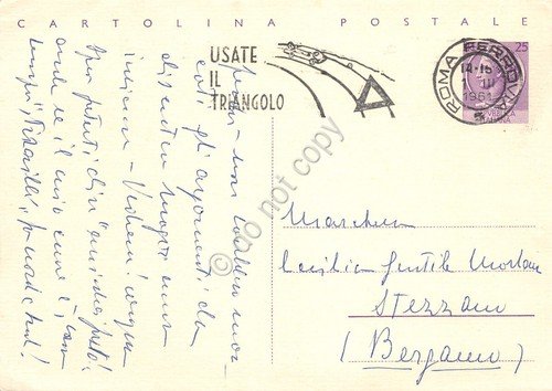 Cartolina postale timbro Usate il triangolo 1961