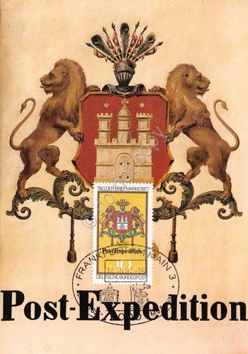 Cartolina Posthausschild Hamburg um 1865 timbro filatelico 1982 | Immagine principale