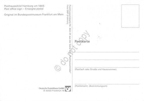 Cartolina Posthausschild Hamburg um 1865 timbro filatelico 1982 | Immagine Gallery 2