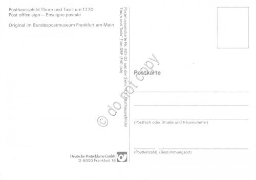 Cartolina Posthausschild Thurn und Taxis um 1770 timbro filatelico