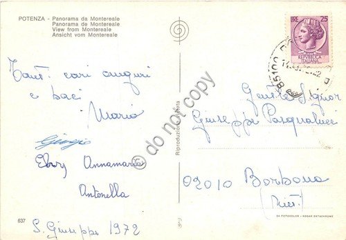 Cartolina Potenza Panorama da Monreale 1972