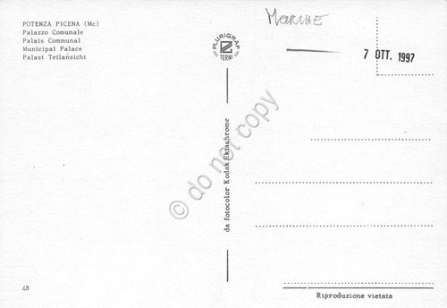 Cartolina Potenza Picena Macerata Palazzo Comunale