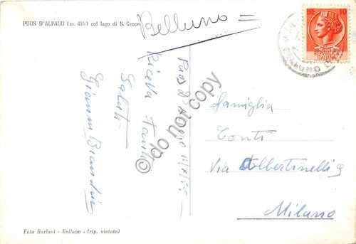 Cartolina Pous d'Alpagno con Lago S. Croce 1955 | Immagine Gallery 2