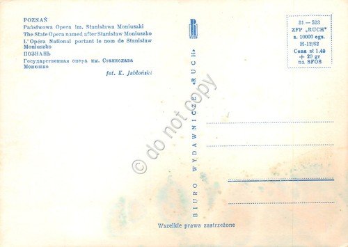 Cartolina Poznan State Opera Stanislaw Moniuszko