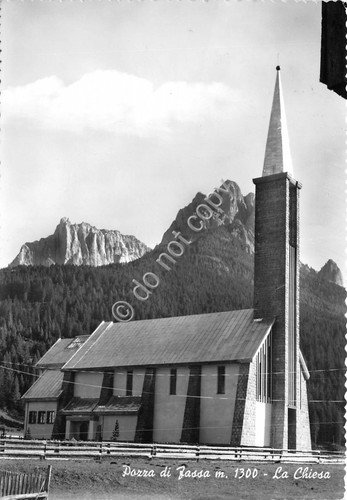 Cartolina Pozza di Fassa Chiesa 1960