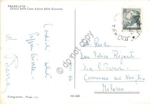 Cartolina Pragelato Chiesa della Casa Alpina della Gioventù 1966