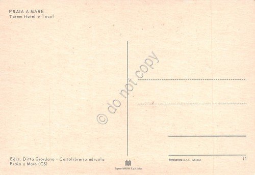 Cartolina Praia a Mare Hotel Totem e Tucul anni '80 | Immagine Gallery 2