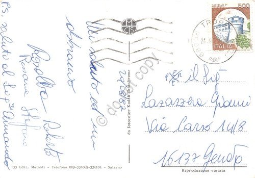 Cartolina Praia a Mare vedute varie grafica baci 1982 (Catanzaro)