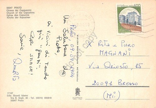 Cartolina Prato Chiesa dei Cappuccini animata 1984 | Immagine Gallery 2