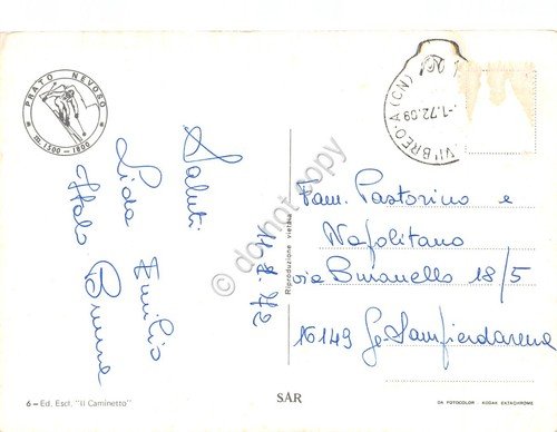 Cartolina Prato Nevoso vedute varie sci sciatori 1972 (Cuneo)
