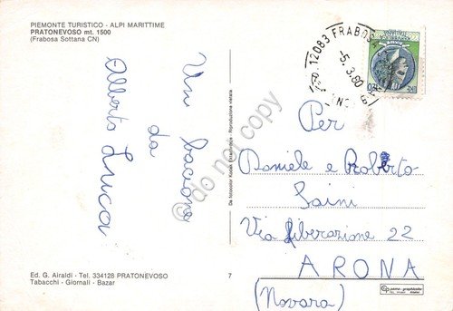 Cartolina Pratonevoso Frabosa Sottana Ristorante Bar neve 1980