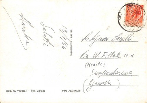 Cartolina Pre Saint Didier Panorama e Monte Bianco 1956