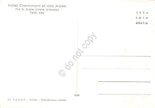 Cartolina Pre St. Didier Hotel Crammont et des Alpes ED …