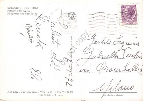 Cartolina Predazzo Dolomiti Panorama da Belvedere 1972