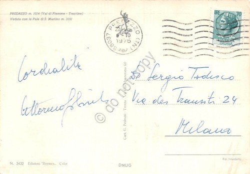 Cartolina Predazzo Panorama con Pale 1975 | Immagine Gallery 2