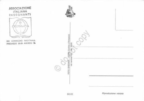 Cartolina Predazzo vedute sci sciatori Timbro Associazione Italiana Insegnanti